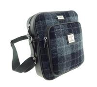 SCOTTISH ESSENCE Harris Tweed Unisex Travel Messenger Bag, Plaid Pattern, Wool and Canvas, Multiple Compartments, 27cm x 23cm x 9cm