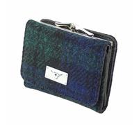 SCOTTISH ESSENCE Harris Tweed Wallet Purse with Card Slots, 8 cm x 11 cm x 3 cm, Small Clasp Design (Black Watch)