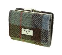SCOTTISH ESSENCE Harris Tweed Wallet Purse with Card Slots, 8 cm x 11 cm x 3 cm, Small Clasp Design (MacLeod Tartan)