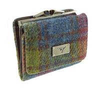 SCOTTISH ESSENCE Harris Tweed Wallet Purse with Card Slots, 8 cm x 11 cm x 3 cm, Small Clasp Design (Multi Colour Tartan)