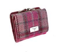 SCOTTISH ESSENCE Harris Tweed Wallet Purse with Card Slots, 8 cm x 11 cm x 3 cm, Small Clasp Design (Vibrant Pink Buchanan)