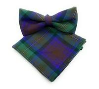 SCOTTISH ESSENCE Men's Pre-Tied Tartan Bow Tie and Pocket Square Set, Matching Pattern (Isle of Skye)