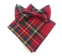 SCOTTISH ESSENCE Men's Pre-Tied Tartan Bow Tie and Pocket Square Set, Matching Pattern (Royal Stewart)