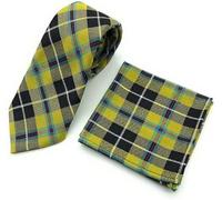 SCOTTISH ESSENCE Men's Tartan Neck Tie and Pocket Square Set, Matching Pattern (Cornish National)