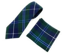 SCOTTISH ESSENCE Men's Tartan Neck Tie and Pocket Square Set, Matching Pattern (Douglas)