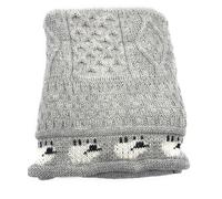 SCOTTISH ESSENCE Pure British Wool Aran Throw Blanket, Natural Sheep, UK Made (Light Grey)