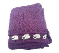 SCOTTISH ESSENCE Pure British Wool Aran Throw Blanket, Natural Sheep, UK Made (Purple)