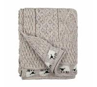 SCOTTISH ESSENCE Pure British Wool Aran Throw Blanket, Natural Sheep, UK Made (Skiddaw)