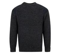SCOTTISH ESSENCE Pure British Wool Countryman Crew Neck Jumper, Arran Patch Design, UK Made (UK, Alpha, L, Regular, Regular, Charcoal Grey)