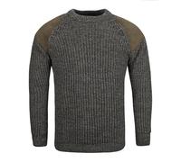 SCOTTISH ESSENCE Pure British Wool Countryman Crew Neck Jumper, Arran Patch Design, UK Made (UK, Alpha, M, Regular, Regular, Derby Tweed)