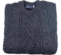 SCOTTISH ESSENCE Pure British Wool Unisex Arran Jumper, UK Made (UK, Alpha, XXL, Regular, Regular, Navy)
