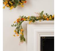 Scottish Everlastings Ltd 150cm Rustic Forsythia/ Poppy Garland in Orange Scottish Everlastings Ltd Orange