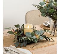 Scottish Everlastings Ltd 30cm Rustic Eucalyptus Candle Holder in Green Scottish Everlastings Ltd Green