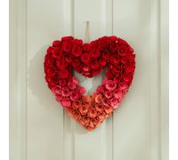 Scottish Everlastings Ltd 34cm Red Ombre Rose Wood Shave Heart Wreath Scottish Everlastings Ltd Red