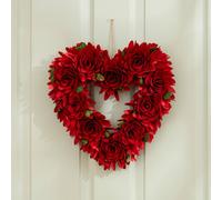 Scottish Everlastings Ltd 36cm Red Rose Wood Shave Heart Wreath Scottish Everlastings Ltd Red