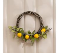 Scottish Everlastings Ltd 40cm Lemon & Berry Wreath on Twisted Base in Yellow Scottish Everlastings Ltd Yellow