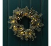 Scottish Everlastings Ltd 40cm Natural Feel Wreath with lights in Green Scottish Everlastings Ltd Green