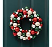 Scottish Everlastings Ltd 41cm Bauble Wreath Green-Red in White Scottish Everlastings Ltd White