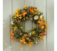 Scottish Everlastings Ltd 60cm Rustic Forsythia/ Poppy Wreath in Yellow Scottish Everlastings Ltd Yellow