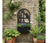 Scottish Everlastings Ltd 65x35cm Metal Planter with Screen Black Cat | Size: 65x35 cm Scottish Everlastings Ltd Black 65x35 cm