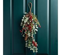 Scottish Everlastings Ltd 70cm Variegated Leaf & Berry Teardrop Wreath (Swag) in Green Scottish Everlastings Ltd Green