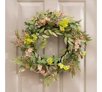 Scottish Everlastings Ltd. Scottish Everlastings Artificial 50Cm Pink & Green Hydrangea Wreath