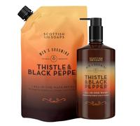 Scottish Fine Soaps DUO Thistle & Black Pepper All In One Wash Refill 1.2ltr Pouch & 500ml Pump Bottle