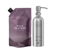 Scottish Fine Soaps DUO Wild Heather Hand Wash Refill 1.2ltr Pouch & Refillable Aluminium Bottle 500ml with Pump
