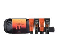 Scottish Fine Soaps Men's Grooming Thistle & Black Pepper Travel Bag - Travel Gift Set with Hair & Body Wash, Moisturiser, Beard Wash and Balm plus washbag and washcloth