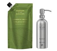 Scottish Fine Soaps DUO Scottish Fine Soaps Naturls Coriander & Lime Leaf Hand Wash Refill 600ml Pouch & Refillable Aluminium Bottle 500ml with Pump