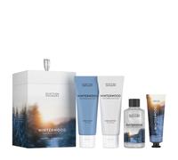 Winterwood Gift Cube - 4-Piece Winter Skincare Set with Body Wash, Body Butter, Bath Soak & Hand Cream - Spiced Caramel Scent