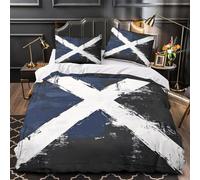 Scottish flag design 3D Print 3 PCS Quilt Cover abstract art style Duvet Cover Set Dust Mite Proof Microfiber Zippered Closure Hypoallergenic for Kids Teens King（220x240cm）
