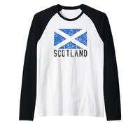 Scottish Flag of Scotland Distressed Men Women Kids Raglan Baseball Tee