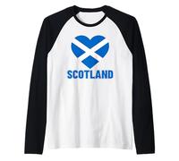 Scottish Flag of Scotland Patriotic Heart Men Women Kids Raglan Baseball Tee
