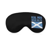 Scottish Flag Real Men Wear Kilts Soft Sleep Mask with Adjustable Strap Eye Masks Cover Blocks Light for Women Men