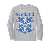 Scottish Flag Shield Lion Rampant Thistle Vintage Scotland Long Sleeve T-Shirt