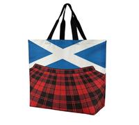 Scottish Flag Tartan Skirt Large Tote Bag Reusable for Shopping