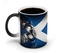 Scottish Flag with Lion Stylish Heat Sensitive Coffee Mug with Handle 12 Oz Ceramic Color Changing Cups