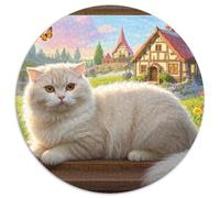 Scottish Fold 1000 Piece Wildlife Round Jigsaw Puzzles 100% Recycled Cardboard Beautiful Decoration for Adults And Kids 1000pcs (67.5x67.5cm)