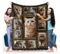 Scottish Fold Cat Blanket Gifts for Women Men, Cozy Fuzzy Soft Throw Blanket for Couch Bed Travel Lightweight Plush Flannel Fleece Blankets and Throws for Sofa Chair Camping Car, Throw Size 50" x 60"