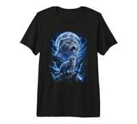 Scottish Fold Cat Howling at the Moon 90s Art Premium T-Shirt