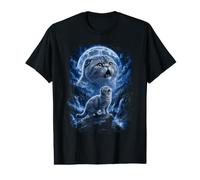 Scottish Fold Cat Howling at the Moon 90s Art Value Graphic T-Shirt