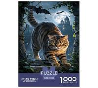 Scottish Fold Cat Jigsaw Puzzles 1000 Piece Challenge Game for Adults,Moonlit Night Landscape Impossible Jigsaw Puzzle 1000 Pieces Educational Game Home Decoration 70x50cm/1000pcs