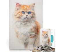 Scottish Fold Cat Sketch Jigsaw Puzzles 1000 Pieces for Adults Logic Sense Toy Leisure Time Smooth Edge Seasonal Gift (50x75cm)