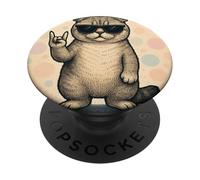 Scottish Fold Cat Sunglasses Rock Music Funny Retro PopSockets Adhesive PopGrip