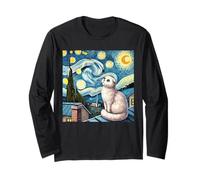 Scottish Fold Cat Under Starry Night Sky Long Sleeve T-Shirt