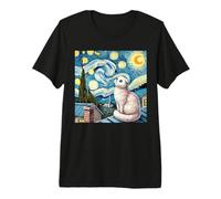 Scottish Fold Cat Under Starry Night Sky Premium T-Shirt