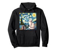 Scottish Fold Cat Under Starry Night Sky Pullover Hoodie