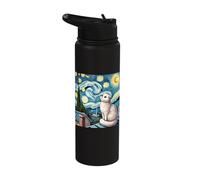 Scottish Fold Cat Under Starry Night Sky Stainless Steel Insulated Water Bottle