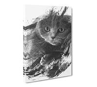 Scottish Fold Cat V1 Modern Canvas Wall Art Print Ready to Hang, Framed Picture for Living Room Bedroom Home Office Décor, 20x14 Inch (50x35 cm)